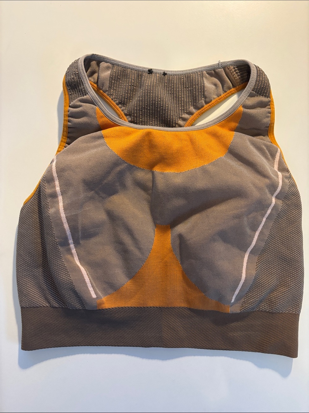 ASOS Colorblock Racerback Sports Bra in Mustard and Taupe